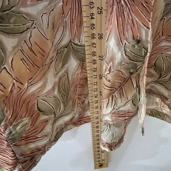 Vintage Pierre Cardin Hawaiian Shirt Button Up Orange Green Leaf Print Large - Picture 8 of 8